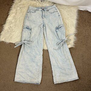 Sincerely Jules Cargo Wide Leg Jeans Stone Wash 7/27